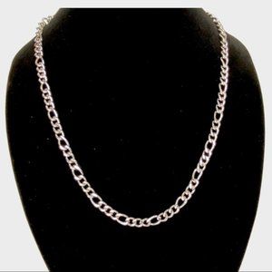 14K White Gold Plated Figaro Link Chain Necklace 8mm x 24 inches